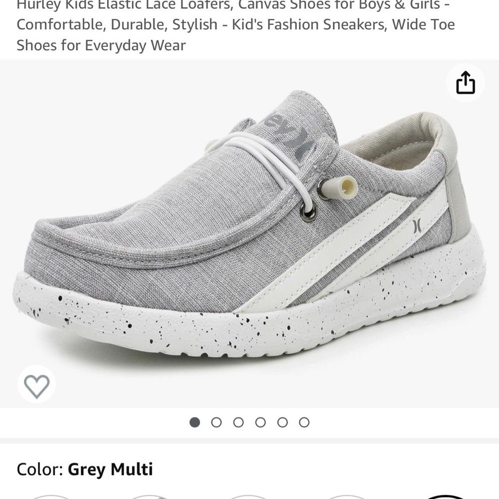 Hurley Kids Elastic Lace Loafers, Canvas Shoes for Boys & Girls - size 4